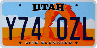 UT license plate Y740ZL