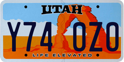 UT license plate Y740ZO