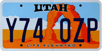 UT license plate Y740ZP