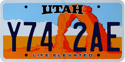 UT license plate Y742AE