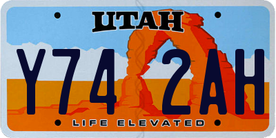 UT license plate Y742AH