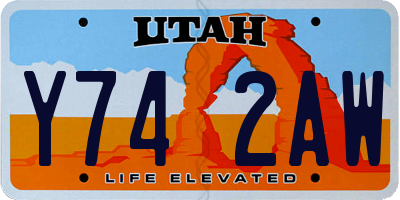 UT license plate Y742AW