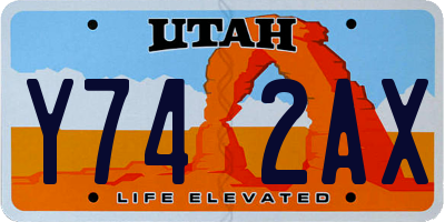 UT license plate Y742AX