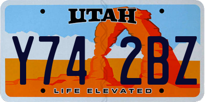 UT license plate Y742BZ