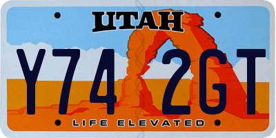 UT license plate Y742GT