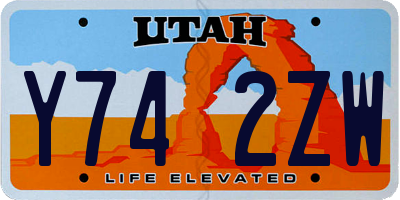 UT license plate Y742ZW