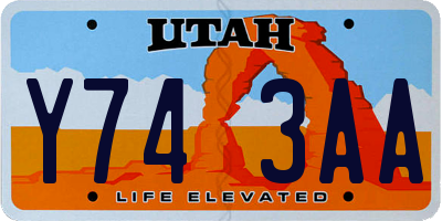UT license plate Y743AA