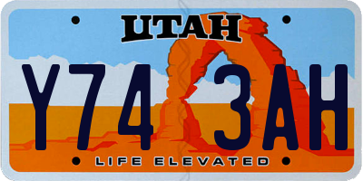 UT license plate Y743AH