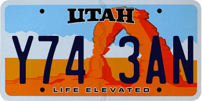 UT license plate Y743AN