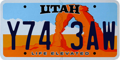 UT license plate Y743AW