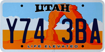 UT license plate Y743BA