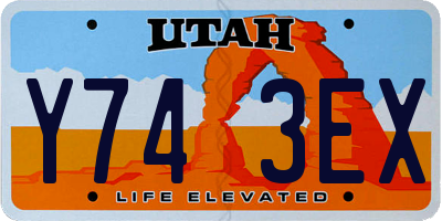 UT license plate Y743EX
