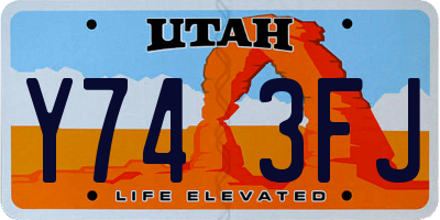UT license plate Y743FJ