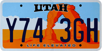 UT license plate Y743GH