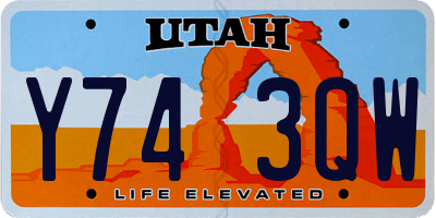 UT license plate Y743QW