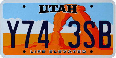 UT license plate Y743SB