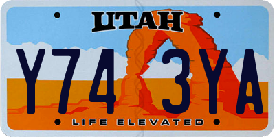 UT license plate Y743YA
