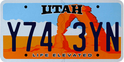 UT license plate Y743YN
