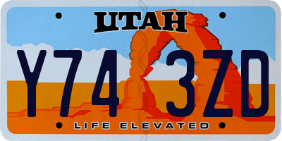 UT license plate Y743ZD