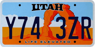 UT license plate Y743ZR