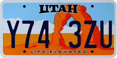 UT license plate Y743ZU