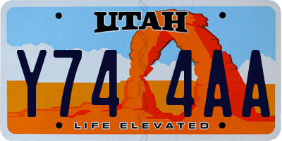 UT license plate Y744AA