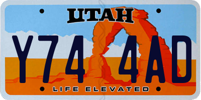 UT license plate Y744AD