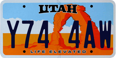 UT license plate Y744AW