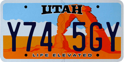 UT license plate Y745GY