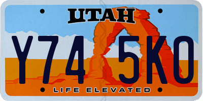 UT license plate Y745KO