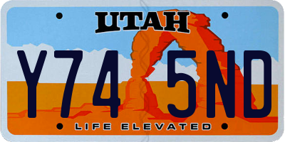 UT license plate Y745ND