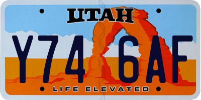UT license plate Y746AF