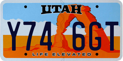 UT license plate Y746GT