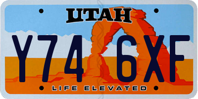 UT license plate Y746XF