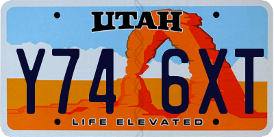 UT license plate Y746XT