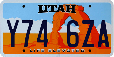 UT license plate Y746ZA