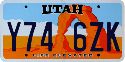 UT license plate Y746ZK