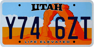UT license plate Y746ZT