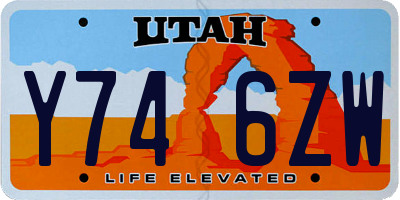 UT license plate Y746ZW