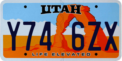 UT license plate Y746ZX