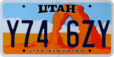UT license plate Y746ZY