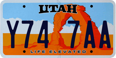 UT license plate Y747AA