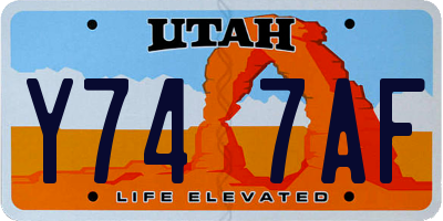 UT license plate Y747AF
