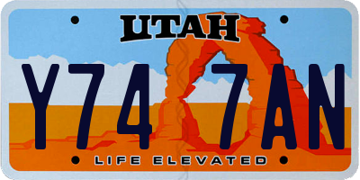 UT license plate Y747AN