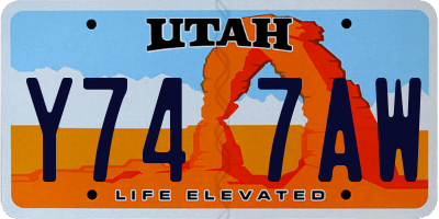 UT license plate Y747AW