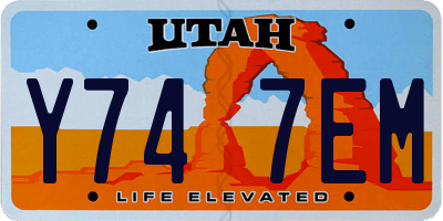 UT license plate Y747EM