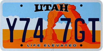 UT license plate Y747GT