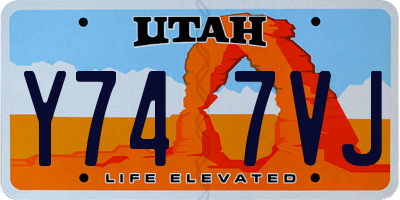 UT license plate Y747VJ