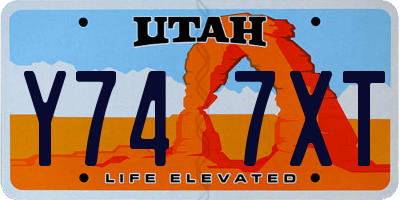 UT license plate Y747XT