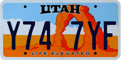 UT license plate Y747YF